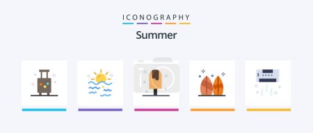 Illustration for Summer Flat 5 Icon Pack Including summer. board. sun. sweet. ice. Creative Icons Design - Royalty Free Image