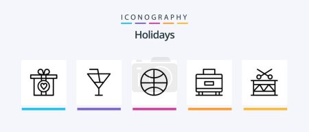 Ilustración de Paquete de iconos de Holidays Line 5, incluidas las vacaciones. Cruz. vacaciones. Boda. El matrimonio. Diseño de iconos creativos - Imagen libre de derechos