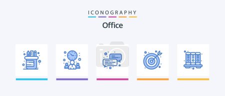 Illustration for Office Blue 5 Icon Pack Including . knowledge. chat. business. office. Creative Icons Design - Royalty Free Image