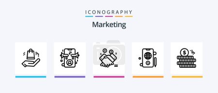 Téléchargez les illustrations : Marketing Line 5 Icon Pack Including marketing. selling. mail. sales. marketing. Creative Icons Design - en licence libre de droit