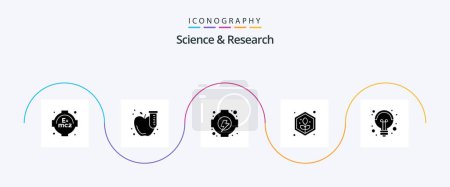 Ilustración de Science Glyph 5 Icon Pack Including idea. science. gear. electricity. plant - Imagen libre de derechos