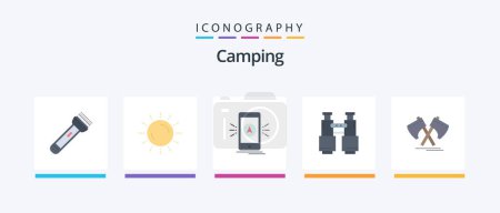 Illustration for Camping Flat 5 Icon Pack Including search. binoculars. sunrise. location. camping. Creative Icons Design - Royalty Free Image