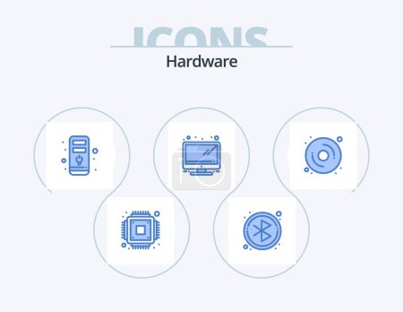 Ilustración de Hardware Blue Icon Pack 5 Icon Design. . . hardware. hardware. computer - Imagen libre de derechos