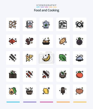 Illustration for Creative Food 25 Line FIlled icon pack  Such As fish. reservation. food. food. menu - Royalty Free Image