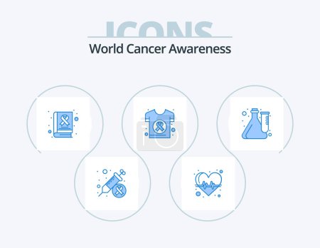 Téléchargez les illustrations : World Cancer Awareness Blue Icon Pack 5 Icon Design. cube. santé. sensibilisation. jour. monde - en licence libre de droit