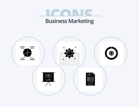 Ilustración de Business Marketing Glyph Icon Pack 5 Icon Design. trade. gear. business. statistics - Imagen libre de derechos