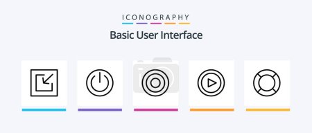 Téléchargez les illustrations : Pack Icône Basic Line 5 Y compris basique. ligne. basique. interface. ux. Icônes créatives Design - en licence libre de droit