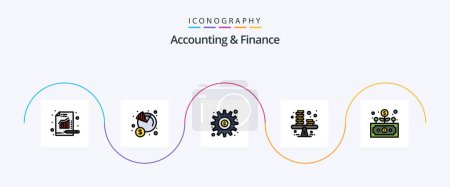 Téléchargez les illustrations : Accounting And Finance Line Filled Flat 5 Icon Pack Including profit. business. money. balance. money - en licence libre de droit