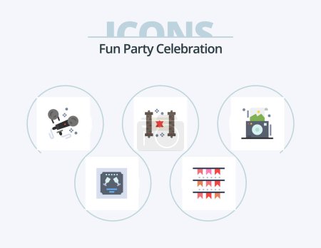 Téléchargez les illustrations : Party Flat Icon Pack 5 Icône Design. photo. religion. karaoké. fête. Hanoukka - en licence libre de droit