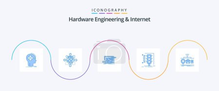Illustration for Hardware Engineering And Internet Blue 5 Icon Pack Including monitoring. city. operation. engineering. circuit - Royalty Free Image