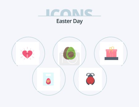 Téléchargez les illustrations : Easter Flat Icon Pack 5 Icon Design. gift. holiday. love. eggs. easter - en licence libre de droit