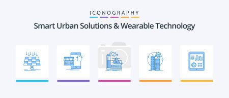 Illustration for Smart Urban Solutions And Wearable Technology Blue 5 Icon Pack Including technology. building. online. industry. air. Creative Icons Design - Royalty Free Image