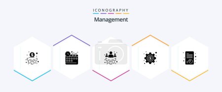 Ilustración de Management 25 Glyph icon pack including . strategic. team. report. growth - Imagen libre de derechos