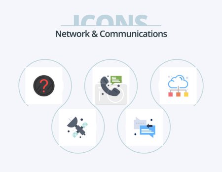 Illustration for Network And Communications Flat Icon Pack 5 Icon Design. cloud. communication. question. message. call - Royalty Free Image