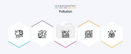Téléchargez les illustrations : Pollution 25 Line icon pack including pollution. drop. pollution. clean. pollution - en licence libre de droit