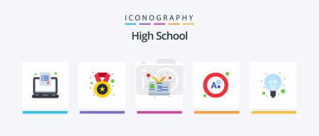 Ilustración de High School Flat 5 Icon Pack Including ideas. education. badge. result. exam. Creative Icons Design - Imagen libre de derechos
