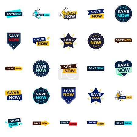 Illustration for Save Now 25 Fresh Typographic Elements for a lively savings campaign - Royalty Free Image
