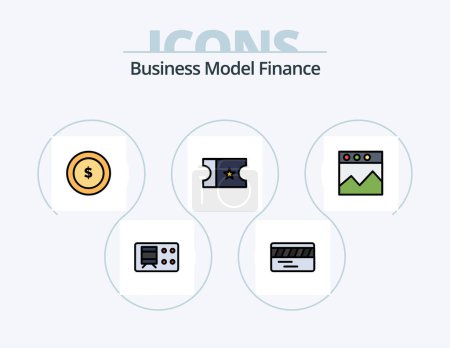 Ilustración de Línea de Finanzas Lleno de Icono Pack 5 Diseño de Icono. .. .. Etiqueta. sitio web. analítica - Imagen libre de derechos