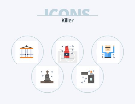 Illustration for Killer Flat Icon Pack 5 Icon Design. criminal. weapons. decapitate. terrorism. bomb - Royalty Free Image