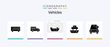 Ilustración de Vehicles Glyph 5 Icon Pack Including plus. car. speed. add. transport. Creative Icons Design - Imagen libre de derechos