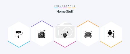 Illustration for Home Stuff 25 Glyph icon pack including light. bed room. electric. room. bed - Royalty Free Image