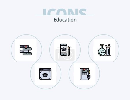 Illustration for Education Line Filled Icon Pack 5 Icon Design. education. computer. file. mail. education - Royalty Free Image