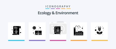 Ilustración de Ecology And Environment Glyph 5 Icon Pack Including green. plants. education. industry. factory. Creative Icons Design - Imagen libre de derechos