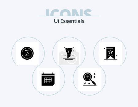 Téléchargez les illustrations : Ui Essentials Glyph Icon Pack 5 Icon Design. interface. browser. magnifier. right. interface - en licence libre de droit