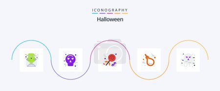 Illustration for Halloween Flat 5 Icon Pack Including avatar. knot. candy. halloween. gallo - Royalty Free Image