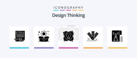 Ilustración de Design Thinking Glyph 5 Icon Pack Including pms. color. setting. card. lightd. Creative Icons Design - Imagen libre de derechos