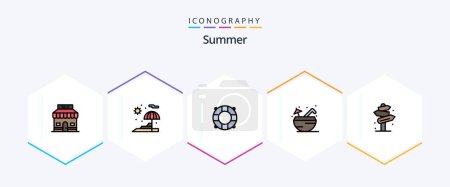 Illustration for Summer 25 FilledLine icon pack including sign. direction. lifeguard. beach. drink - Royalty Free Image