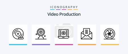 Illustration for Video Production Line 5 Icon Pack Including output device. ancient tv. sd card. video projector. projector. Creative Icons Design - Royalty Free Image