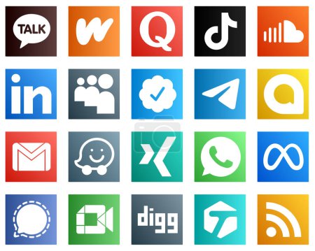 Illustration for All in One Social Media Icon Set 20 icons such as telegram. myspace. china. professional and music icons. High definition and unique - Royalty Free Image