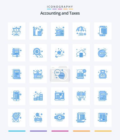 Téléchargez les illustrations : Creative Taxes 25 Blue icon pack  Such As file. protection. budget. plan. evasion - en licence libre de droit