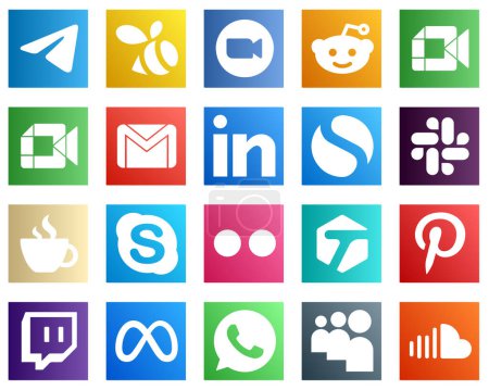 Ilustración de All in One Social Media Icon Set 20 icons such as simple. linkedin. reddit. mail and gmail icons. High definition and unique - Imagen libre de derechos