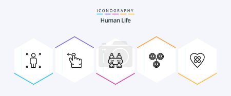 Illustration for Human 25 Line icon pack including . . table. patch. heal - Royalty Free Image