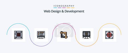 Ilustración de Web Design And Development Line Filled Flat 5 Icon Pack Including achievement. monitor. crop. graphic. application - Imagen libre de derechos