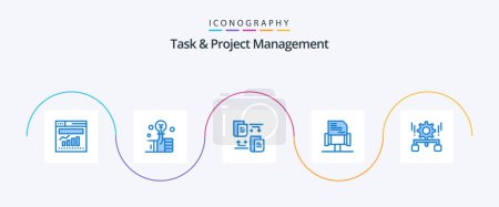 Ilustración de Task And Project Management Blue 5 Icon Pack Including setting. gear. files. configuration. law - Imagen libre de derechos