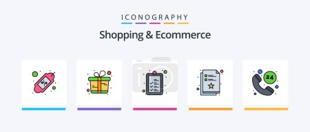 Téléchargez les illustrations : Shopping And Ecommerce Line Filled 5 Icon Pack Including box. shopping. computer . passport . identity. Creative Icons Design - en licence libre de droit