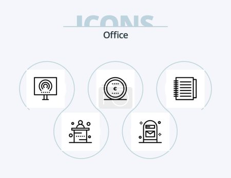 Téléchargez les illustrations : Office Line Icon Pack 5 Icon Design. up. file. setting. box. real - en licence libre de droit