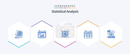 Téléchargez les illustrations : Statistical Analysis 25 Blue icon pack including analysis process. data analysis. data evaluation. analytics monitoring. graph - en licence libre de droit