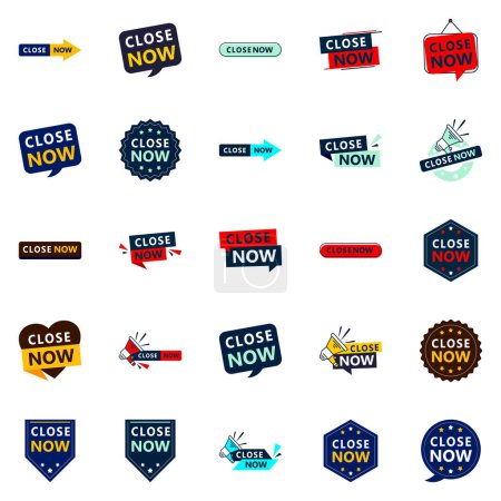 Illustration for Close Now Text Banners Pack of 25 - Royalty Free Image