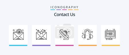 Illustration for Contact Us Line 5 Icon Pack Including mobile. address. email. subscription. email. Creative Icons Design - Royalty Free Image