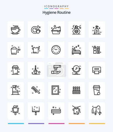 Ilustración de Creative Hygiene Routine 25 OutLine icon pack  Such As clothes. gauge. cleaning. detergent. clean - Imagen libre de derechos