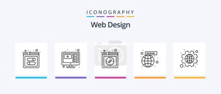 Illustration for Web Design Line 5 Icon Pack Including picture. security. mobile. laptop. web. Creative Icons Design - Royalty Free Image