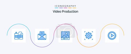 Ilustración de Video Production Blue 5 Icon Pack Including play. multimedia. gallery. control. video - Imagen libre de derechos