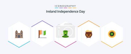 Ilustración de Ireland Independence Day 25 Flat icon pack including circle. flower. drink. american. pot - Imagen libre de derechos