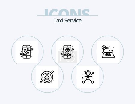 Illustration for Taxi Service Line Icon Pack 5 Icon Design. . . water. location pin. book cab - Royalty Free Image