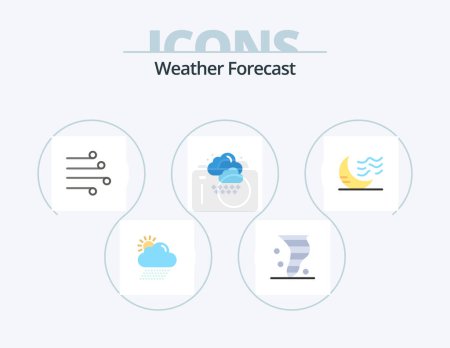 Téléchargez les illustrations : Weather Flat Icon Pack 5 Icon Design. climate. rain. wind. cloud. weather - en licence libre de droit