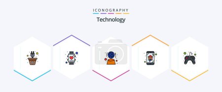 Illustration for Technology 25 FilledLine icon pack including home wifi. home automation. smart watch. domestics. hologram - Royalty Free Image
